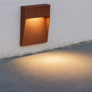 Segnapasso per esterni led 6w 4000k da parete corten ip65