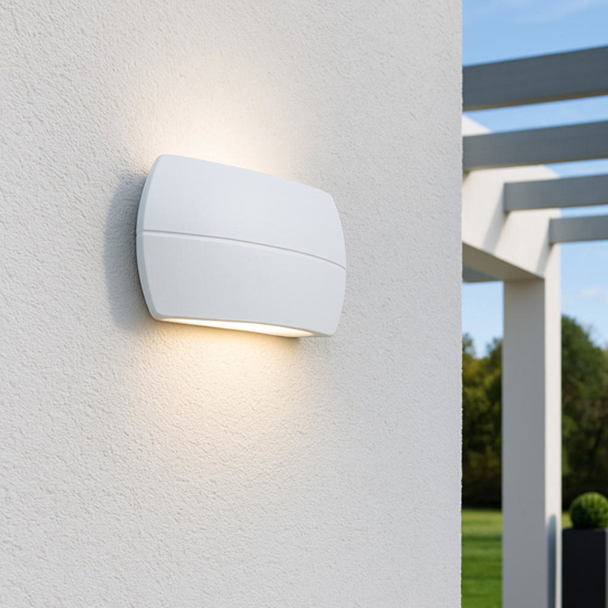 Applique per esterni design moderno bianca biemissione led 5w 3000k