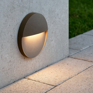 Segnapasso corten da esterno rotondo per parete led 6w 3000k