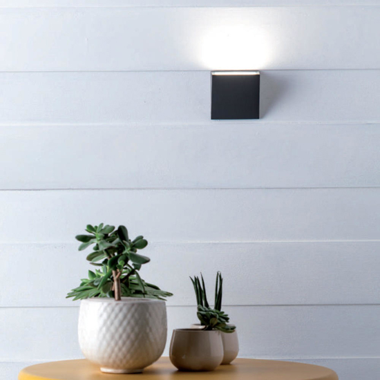 Applique moderna per esterno balcone grafite led 7w 3000k ip65