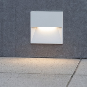 Segnapasso bianco da esterno led 8w 3000k da incasso a parete