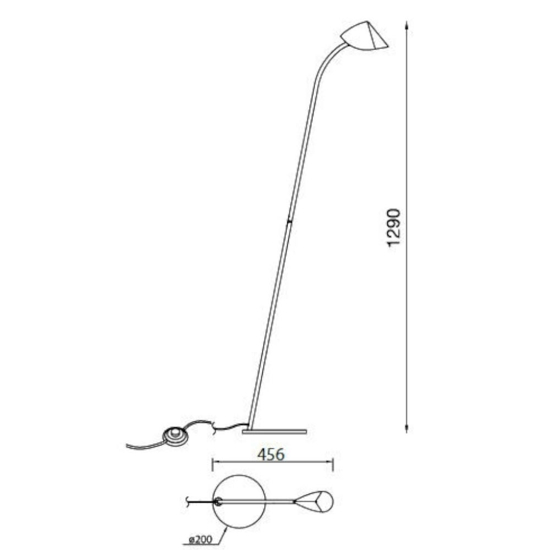 Lampada da terra design moderno nero led 3000k orietabile