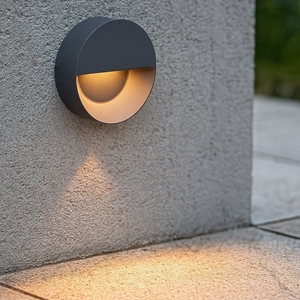 Segnapasso rotondo a parete per esterno grafite led 6w 3000k