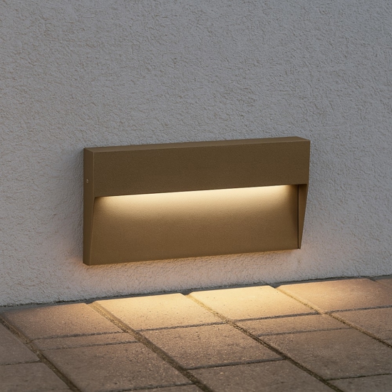 Segnapasso led per esterno corten rettangolare da parete 6w 4000k ip65