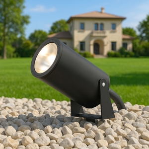 Maytoni bern faretto con picchetto per esterno nero ip65 led 3000k