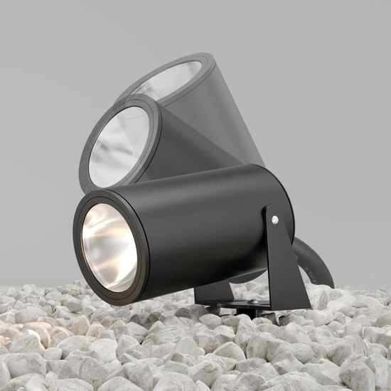 Maytoni bern faretto con picchetto per esterno nero ip65 led 3000k