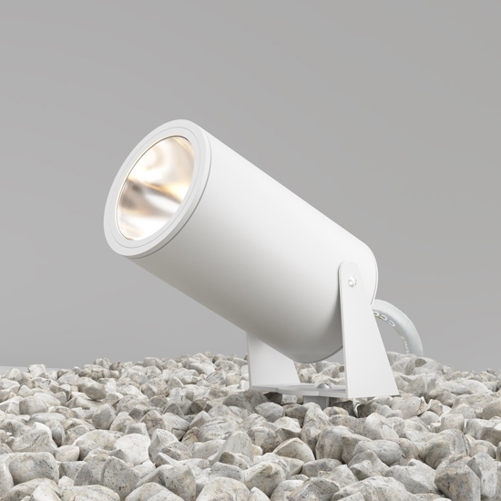 Maytoni bern faretto da esterno bianco con picchetto led 3000k ip65