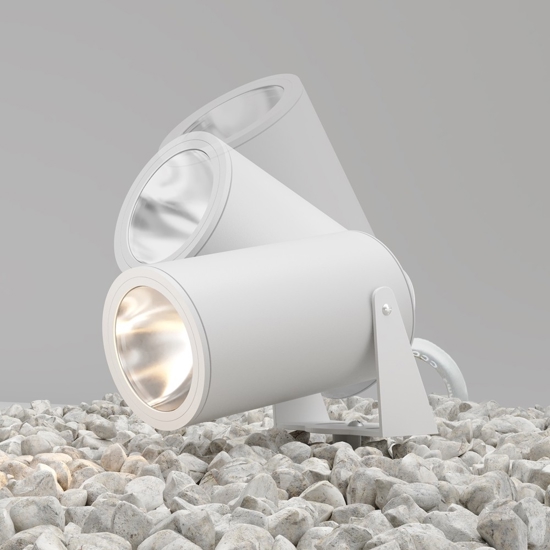 Maytoni bern faretto da esterno bianco con picchetto led 3000k ip65