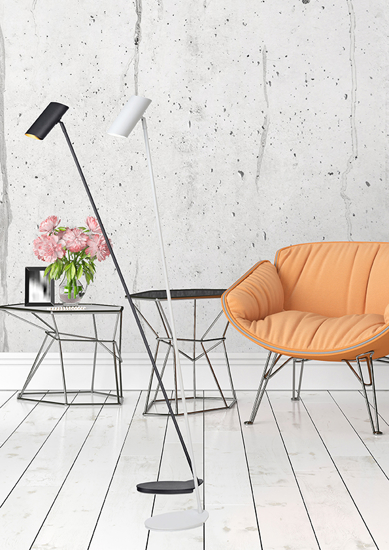 Piantana nera da salotto luce orientabile design moderna