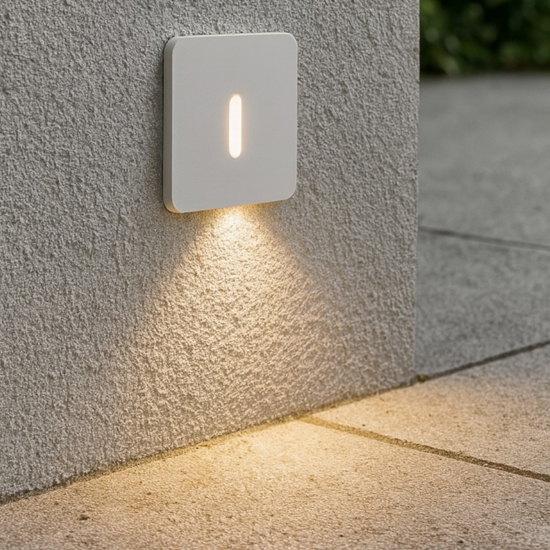 Faretto segnapasso bianco led 3w da incasso 3000k quadrato 220-240v