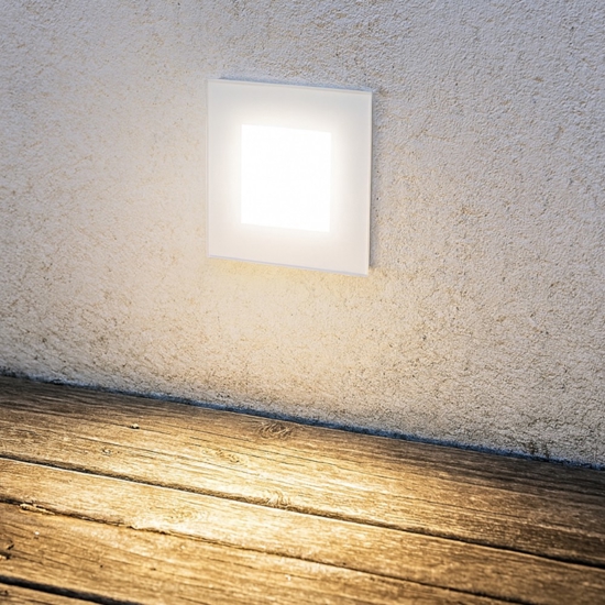 Segnapasso in vetro led 3w 3000k per esterno bianco isyluce da incasso