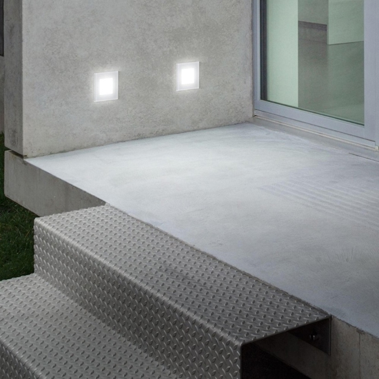 Segnapasso in vetro led 3w 3000k per esterno bianco isyluce da incasso