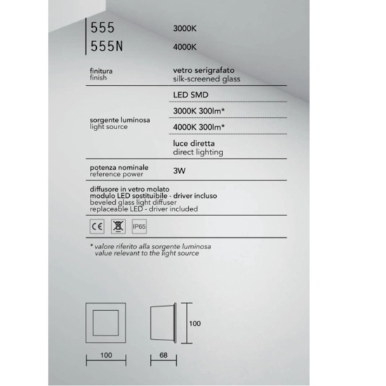 Segnapasso in vetro led 3w 3000k per esterno bianco isyluce da incasso