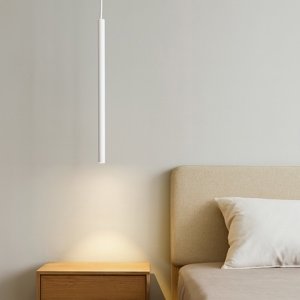 Lampada a sospensione da comodino cilindro bianco per camera da letto