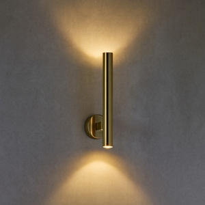 Applique da parete moderna oro 2 luci biemissione fp