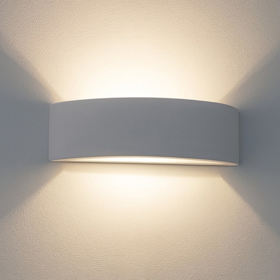 Isyluce applique di gesso curvo bianco