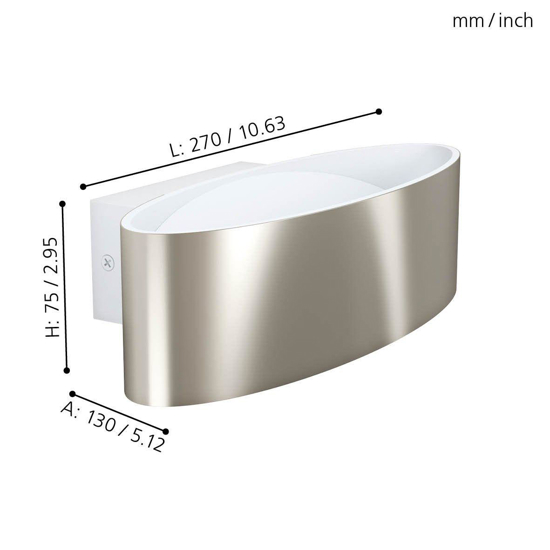 Eglo maccacari applique led 10w 3000k ovale design moderna nickel