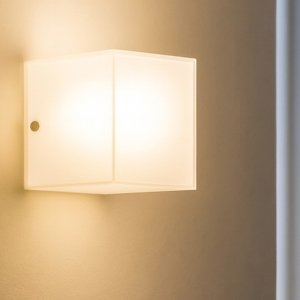 Applique da parete soffitto cubo vetro bianco per interni