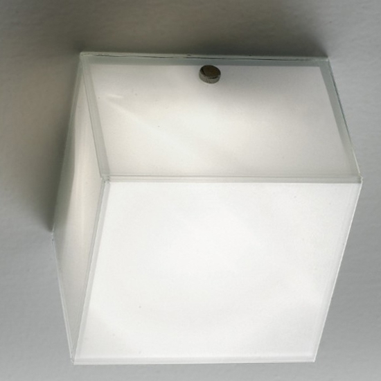 Applique da parete soffitto cubo vetro bianco per interni