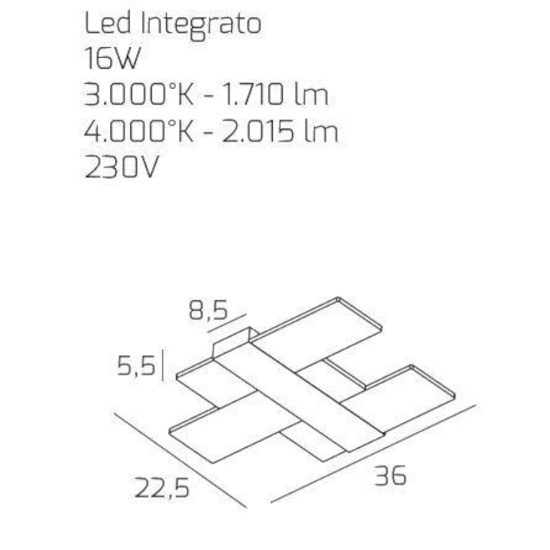 Toplight flight applique led 3000k e 4000k bianca moderna per soggiorno
