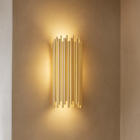 Ideal lux pan ap2 applique lampada da parete metallo oro design