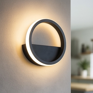 Applique cerchio led 8w 3000k nero moderna design