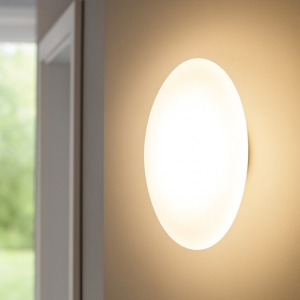 Ideal lux smarties ap1 applique sfera schiacciata vetro bianco