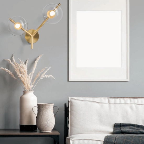 Applique da parete 2 luci oro moderna miloox camely