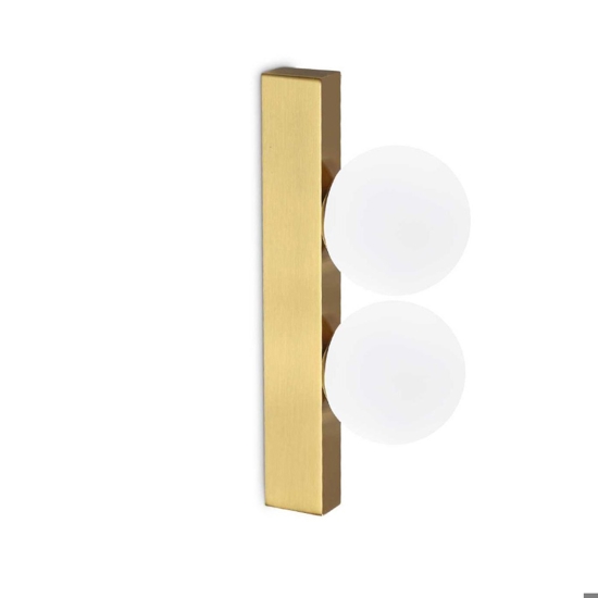 Applique led 6w ping pong ap2 ideal lux ottone sfere vetro bianco opaco