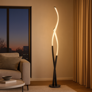 Piantana design fiamma con finiture titanio led 30w 2250lm 3000k dimm