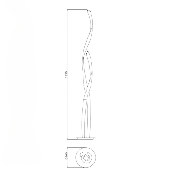 Piantana design fiamma con finiture titanio led 30w 2250lm 3000k dimm