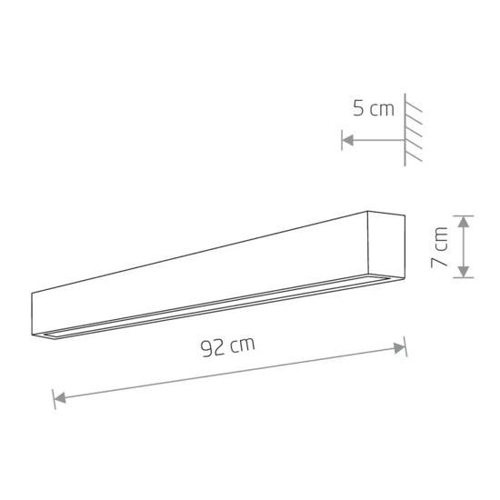 Applique bianco 92cm rettangolare led 16w 3000k