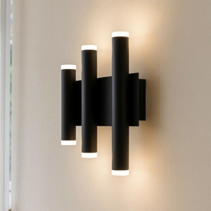 Applique nera led 36w 3000k design moderna da parete