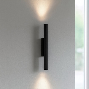 Applique moderna cilindro rigato nero led 11w 3000k biemissione