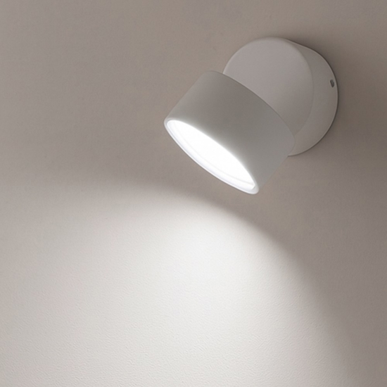 Applique da parete bianca ed 12w 3000k orientabile isyluce focus var