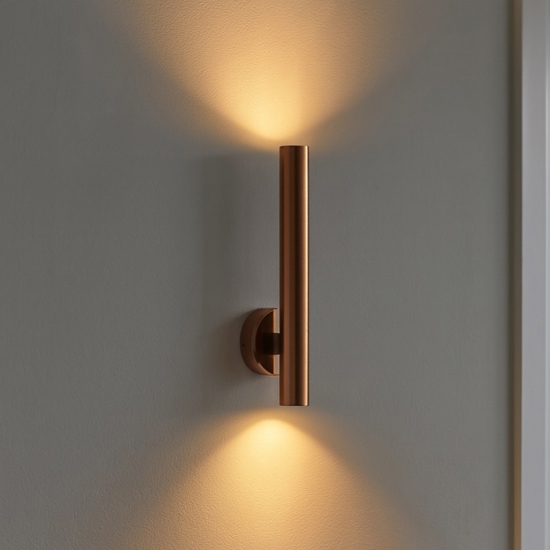 Applique cilindro rame moderna led 11w 3000k dimmerabile fp