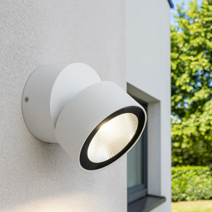 Faretto da esterno a parete bianco luce led orientabile