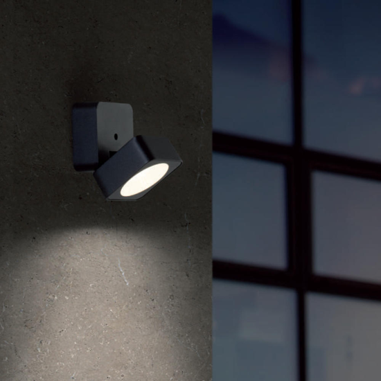 Faretto da esterno grafite quadrato luce orientabile led 4000k
