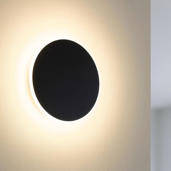 Gea luce fortuna applique da parete led 28w 3000k circolare nero