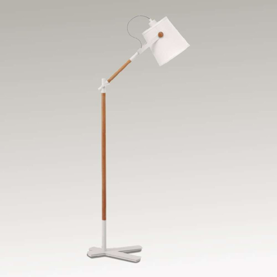 Lampada da terra stile nordico paralume orientabile legno