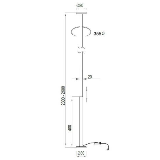 Piantana da terra sospesa bianca led 3000k dimmerabile cavo regolabile