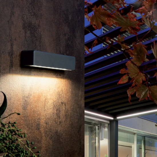 Applique da esterno rettangolare grafite led 9w 3000k ip65