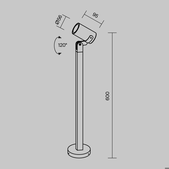 Maytoni scope lampione da giardino orientabile moderno ip65