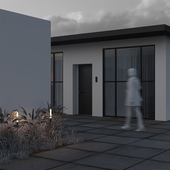 Maytoni flare lampione da giardino nero con picchetto led 3000k ip65