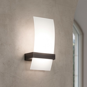 Lampada da parete moderna di vetro struttura legno wenge