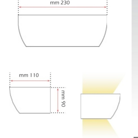 Applique gesso bianco forma mezza conca