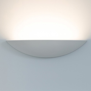 Applique in gesso ceramica bianco mezzaluna
