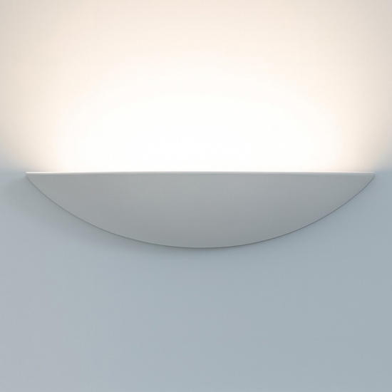 Applique in gesso ceramica bianco mezzaluna
