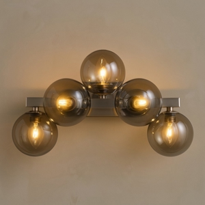 Lampada da parete dallas cromo sfere vetro fume design 5 luci maytoni
