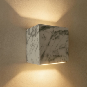 Applique cubo led 13w 3000k effetto marmo bianco fp